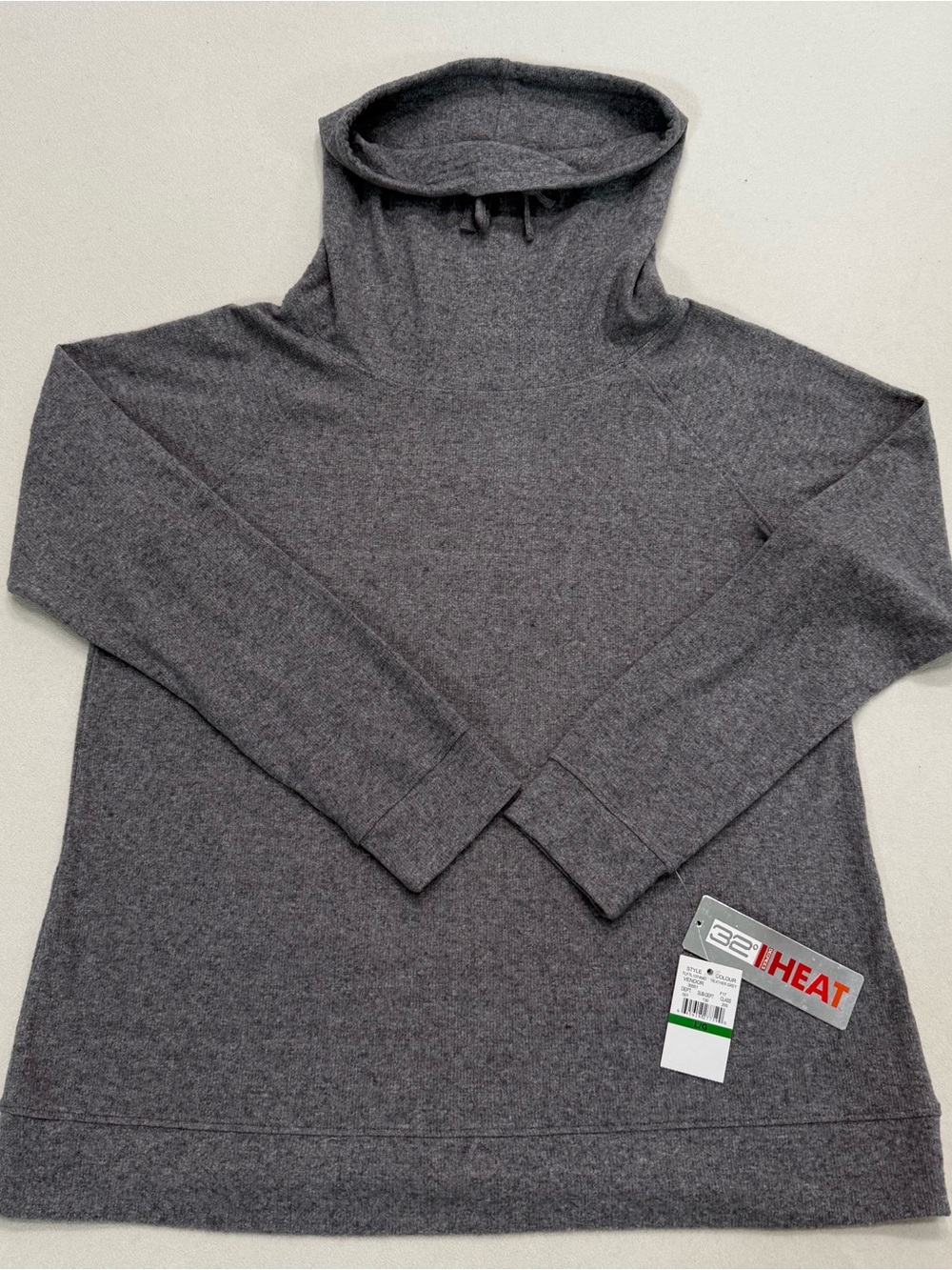 32 Degrees Charcoal Gray Hooded Crewneck Sweater